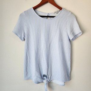 Green Envelope LA, Women Top Blouse, Size S, Striped Print, Light Blue, Cotton B